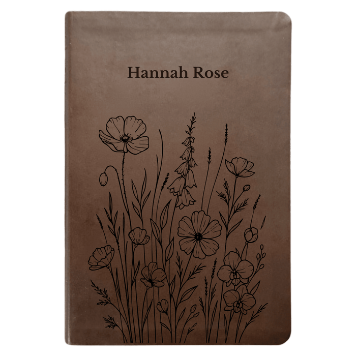 NLT Brown Standard Size Thinline Holy Bible Small Print | Bunch of Flowers