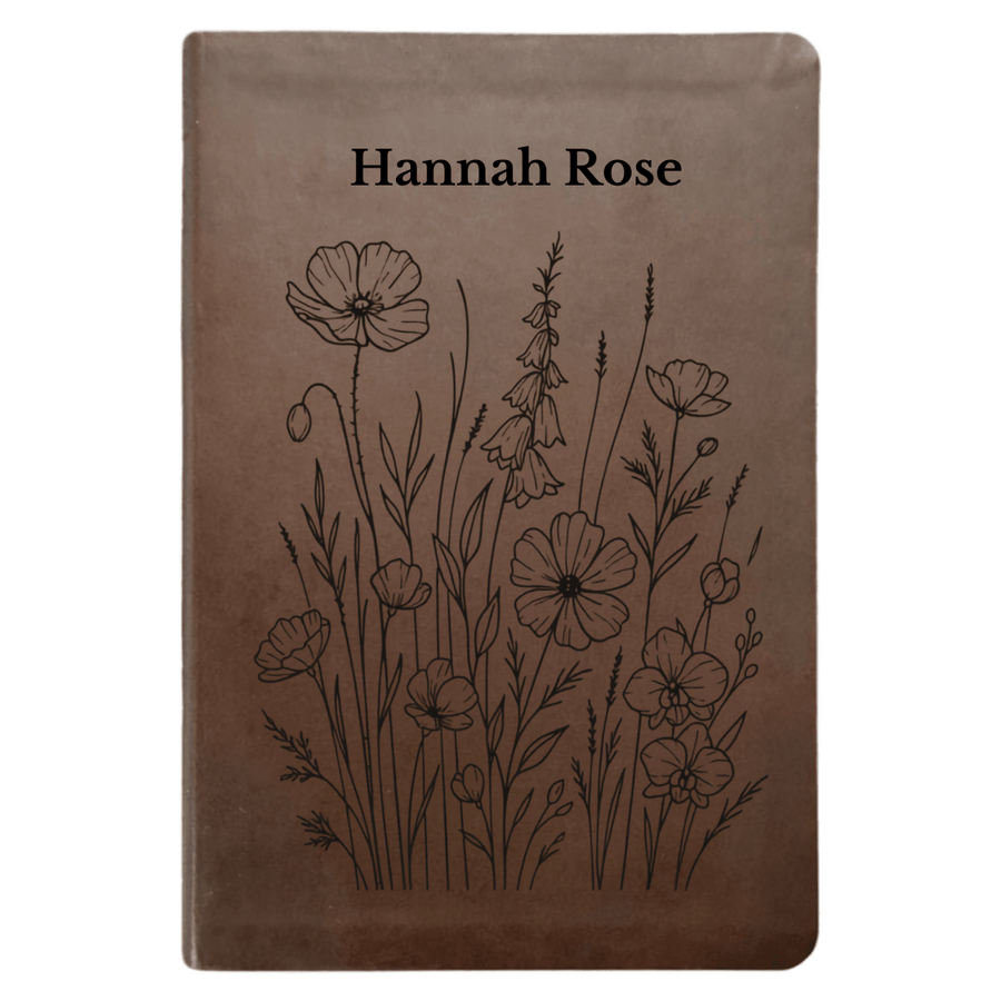 NLT Brown Standard Size Thinline Holy Bible Small Print | Bunch of Flowers - Shepherds Shelf