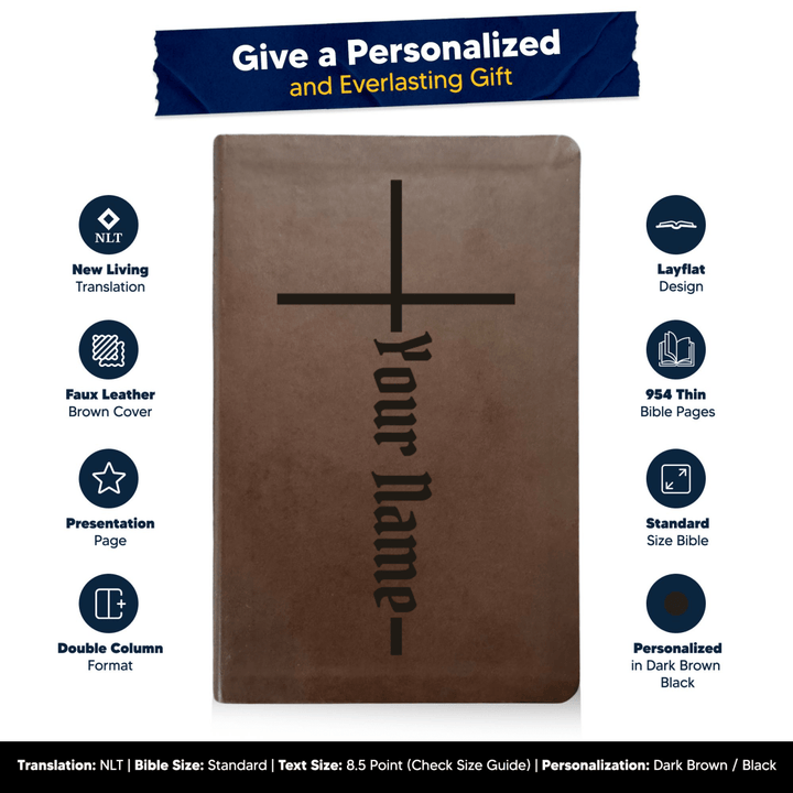 NLT Brown Standard Size Thinline Holy Bible Small Print | Christian Collection - Shepherds Shelf