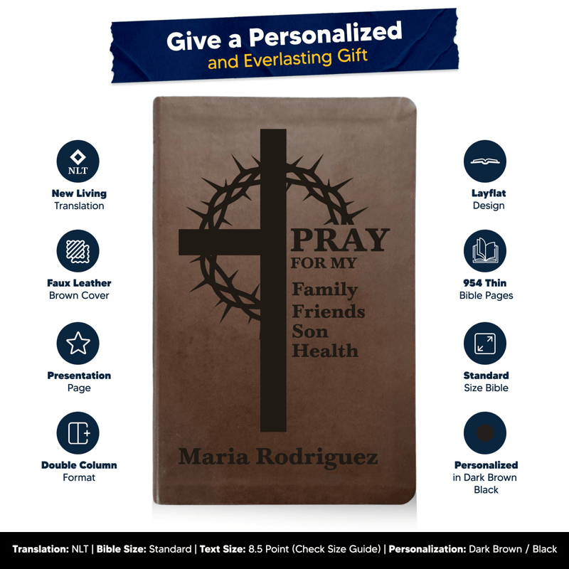 NLT Brown Standard Size Thinline Holy Bible Small Print | Crown of Thorns