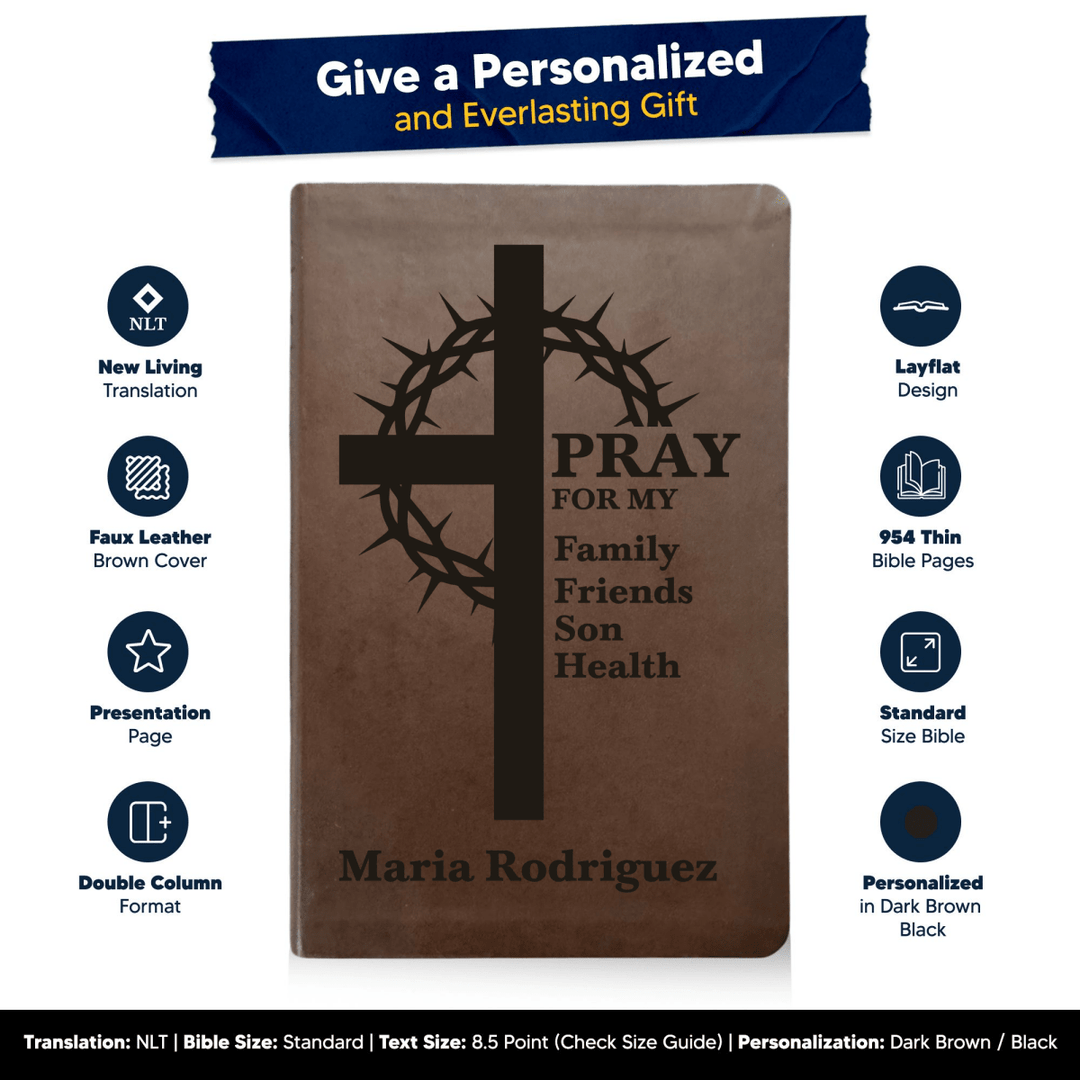 NLT Brown Standard Size Thinline Holy Bible Small Print | Crown of Thorns - Shepherds Shelf