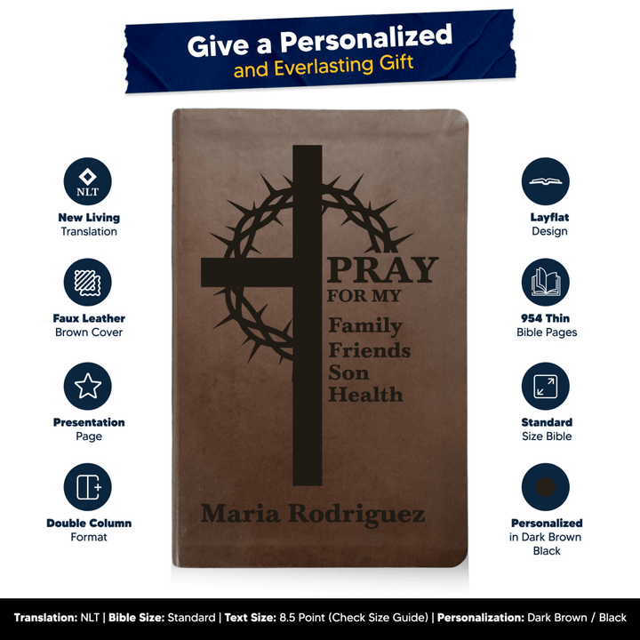NLT Brown Standard Size Thinline Holy Bible Small Print | Crown of Thorns - Shepherds Shelf