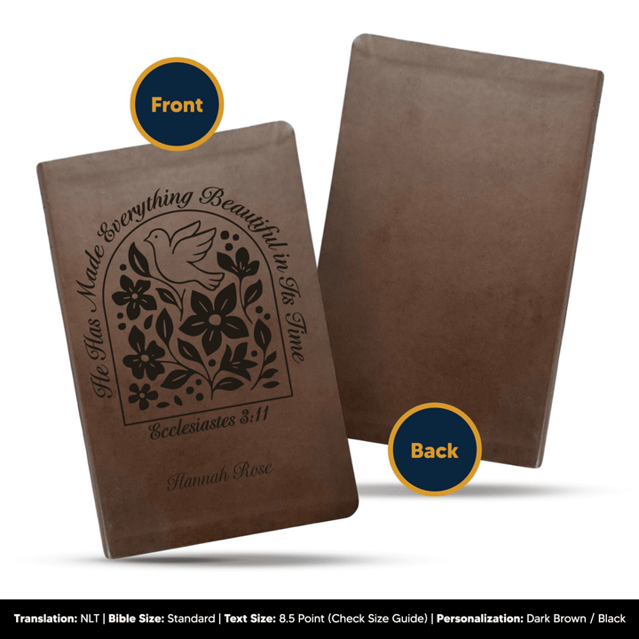 NLT Brown Standard Size Thinline Holy Bible Small Print | Ecclesiastes 3:11 - Shepherds Shelf