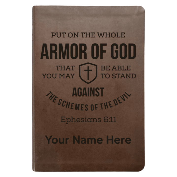 NLT Brown Standard Size Thinline Holy Bible Small Print | Ephesians 6:11 - Shepherds Shelf