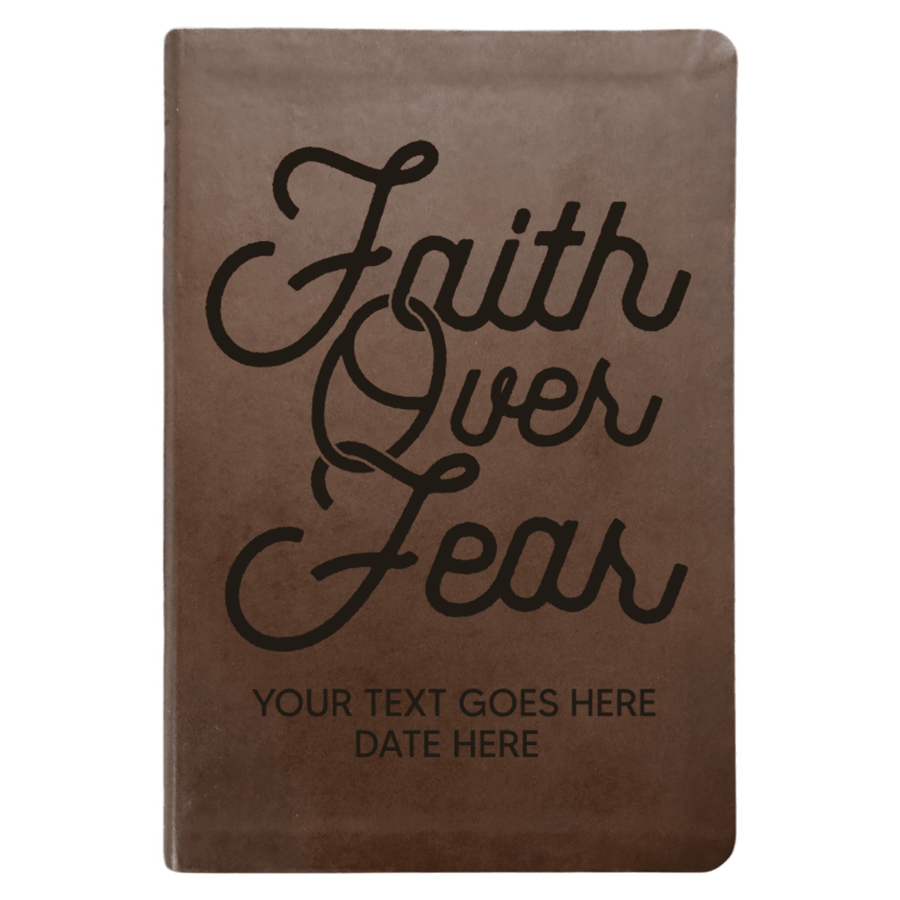 NLT Brown Standard Size Thinline Holy Bible Small Print | Faith Over Fear - Shepherds Shelf