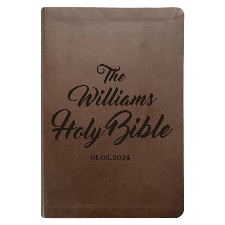 NLT Brown Standard Size Thinline Holy Bible Small Print | Family Name - Shepherds Shelf