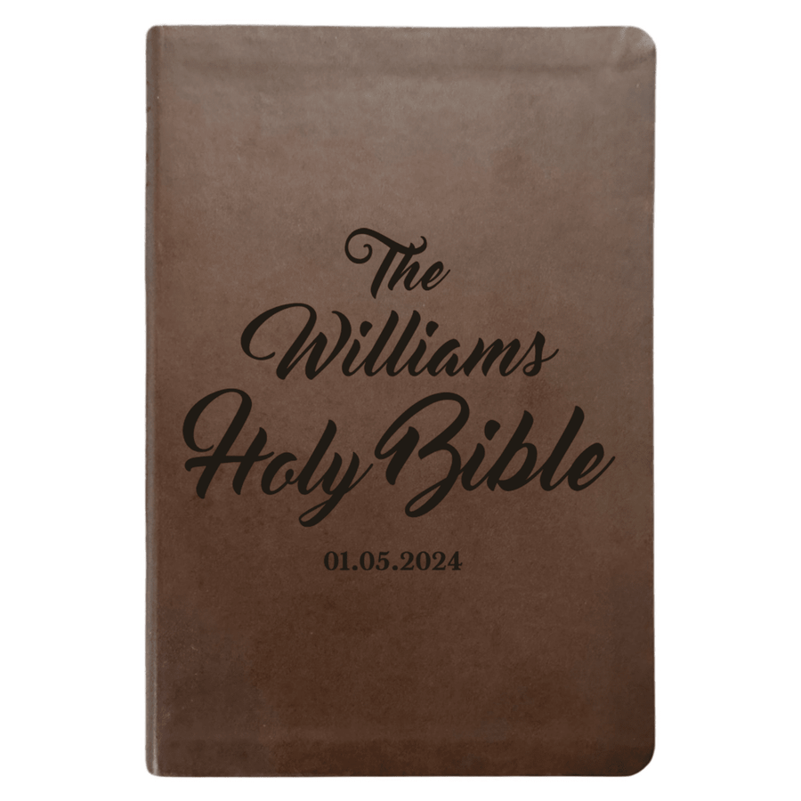NLT Brown Standard Size Thinline Holy Bible Small Print | Family Name - Shepherds Shelf