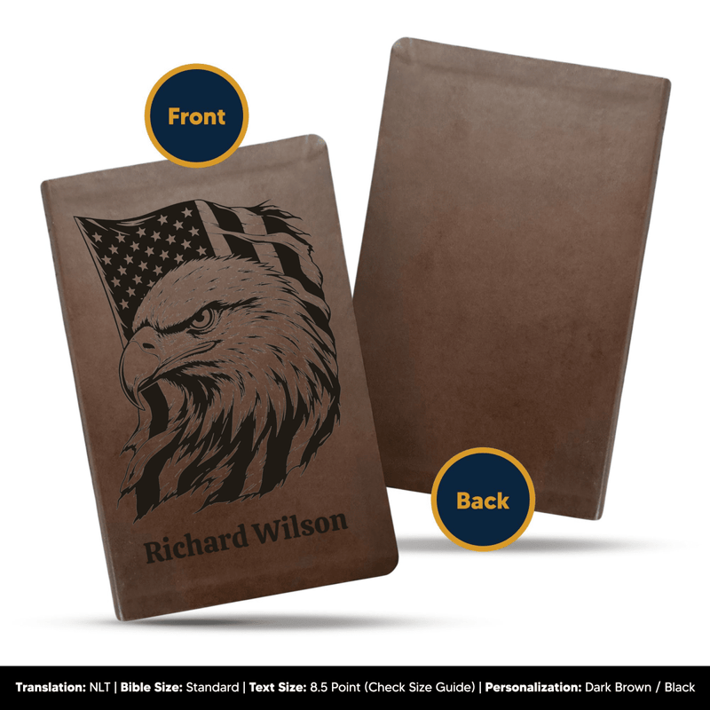 NLT Brown Standard Size Thinline Holy Bible Small Print | Fearless Eagle