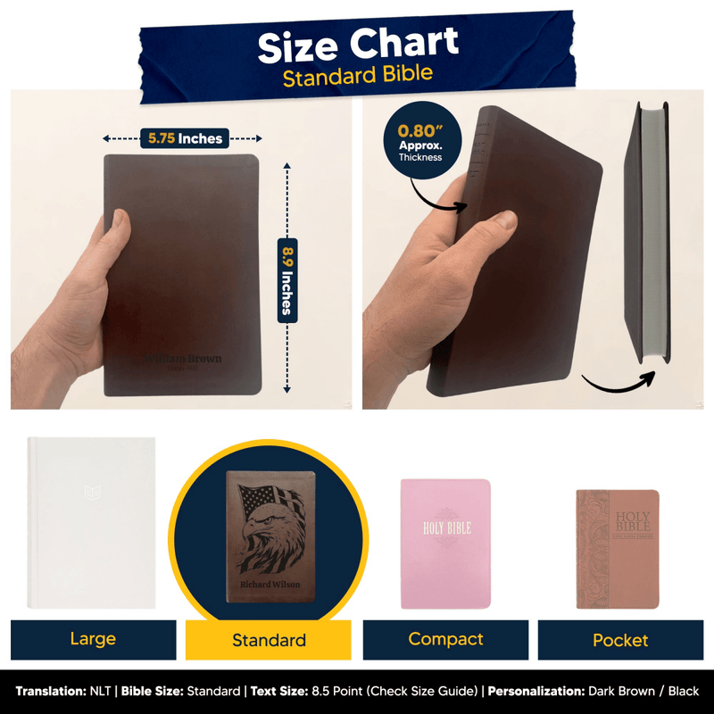 NLT Brown Standard Size Thinline Holy Bible Small Print | Fearless Eagle
