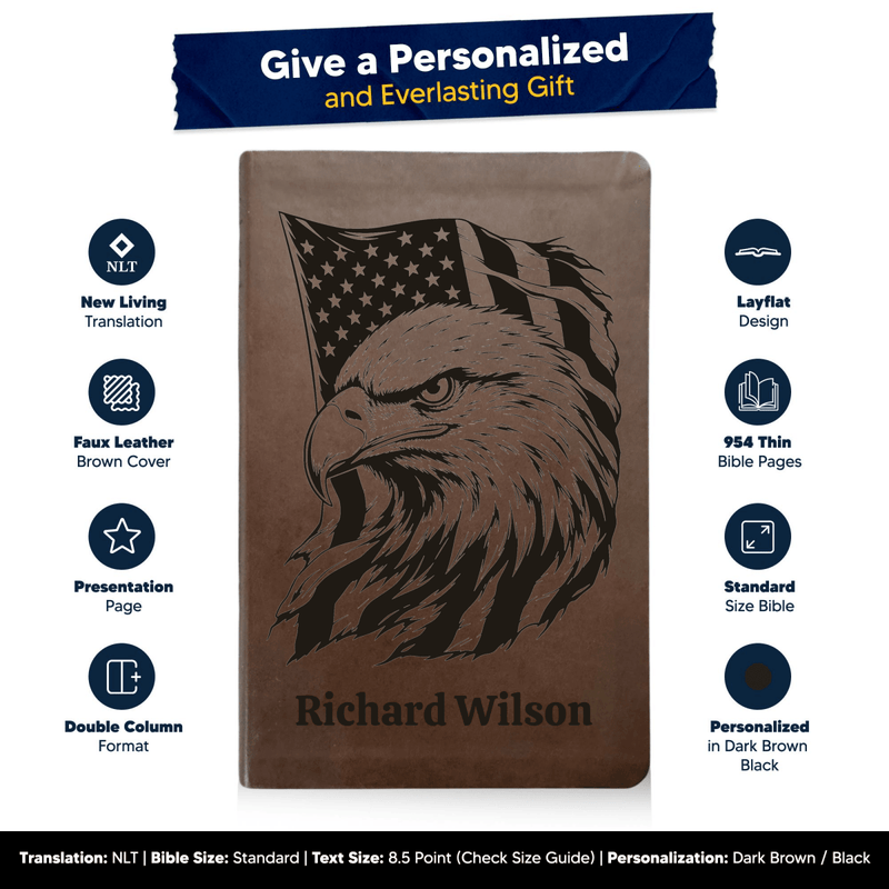 NLT Brown Standard Size Thinline Holy Bible Small Print | Fearless Eagle