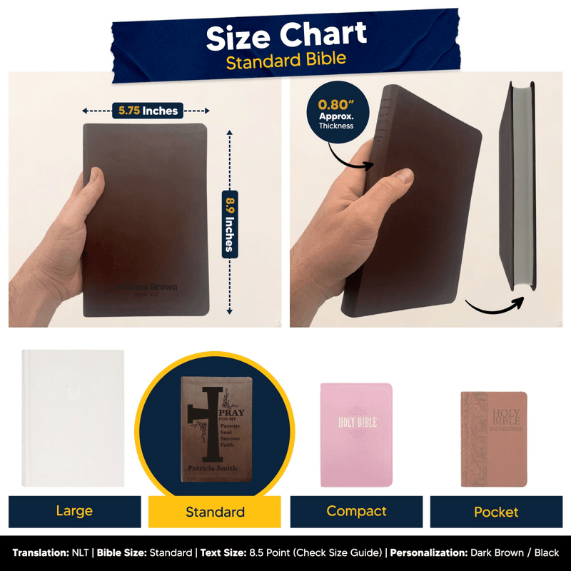 NLT Brown Standard Size Thinline Holy Bible Small Print | Floral Cross