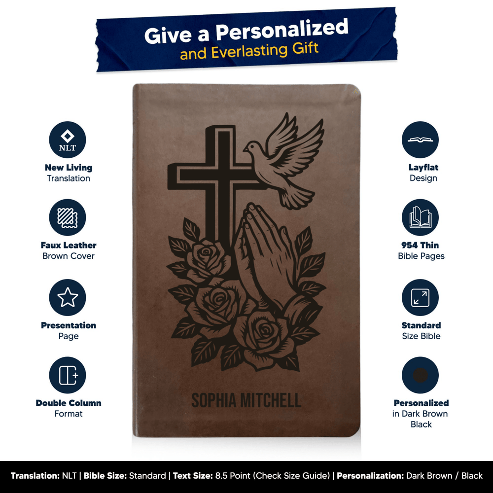 NLT Brown Standard Size Thinline Holy Bible Small Print | For The Cross Collection 1 - Shepherds Shelf
