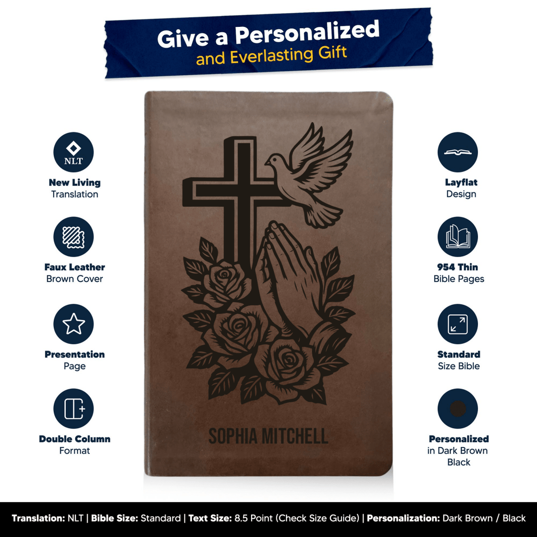 NLT Brown Standard Size Thinline Holy Bible Small Print | For The Cross Collection 1 - Shepherds Shelf