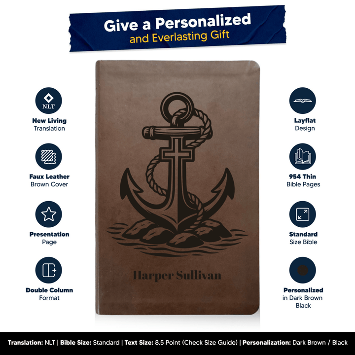 NLT Brown Standard Size Thinline Holy Bible Small Print | For The Cross Collection 2 - Shepherds Shelf