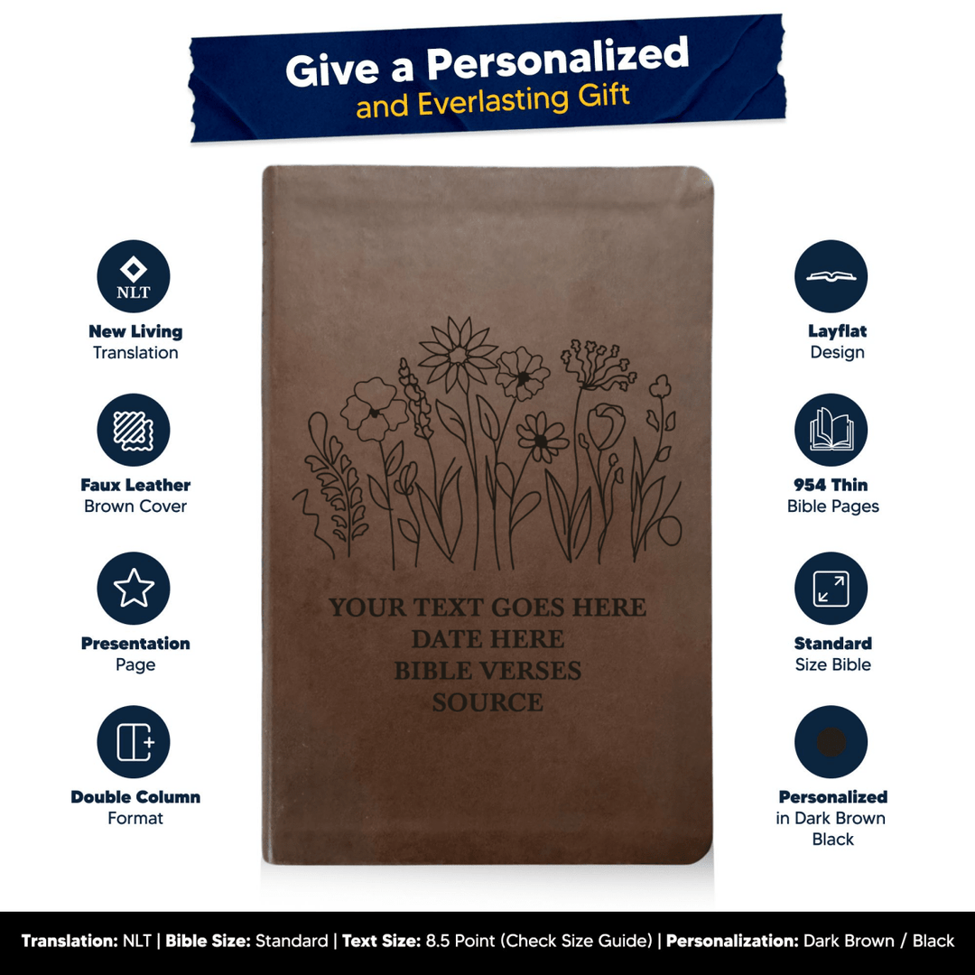 NLT Brown Standard Size Thinline Holy Bible Small Print | Garden - Shepherds Shelf