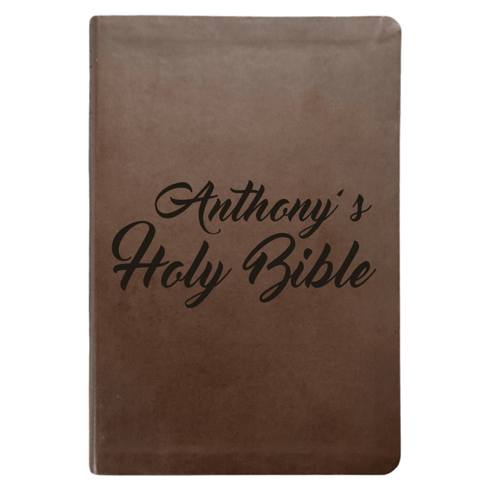 NLT Brown Standard Size Thinline Holy Bible Small Print | Name Here