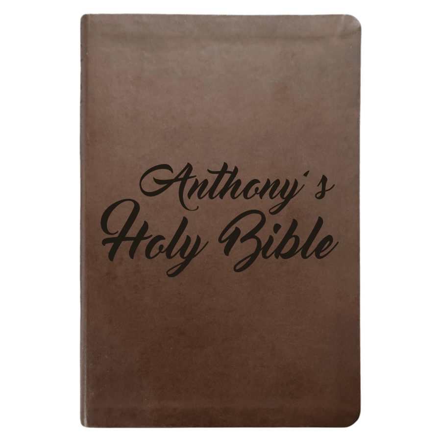 NLT Brown Standard Size Thinline Holy Bible Small Print | Name Here - Shepherds Shelf