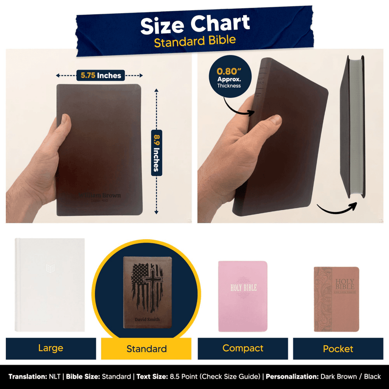 NLT Brown Standard Size Thinline Holy Bible Small Print | One Nation