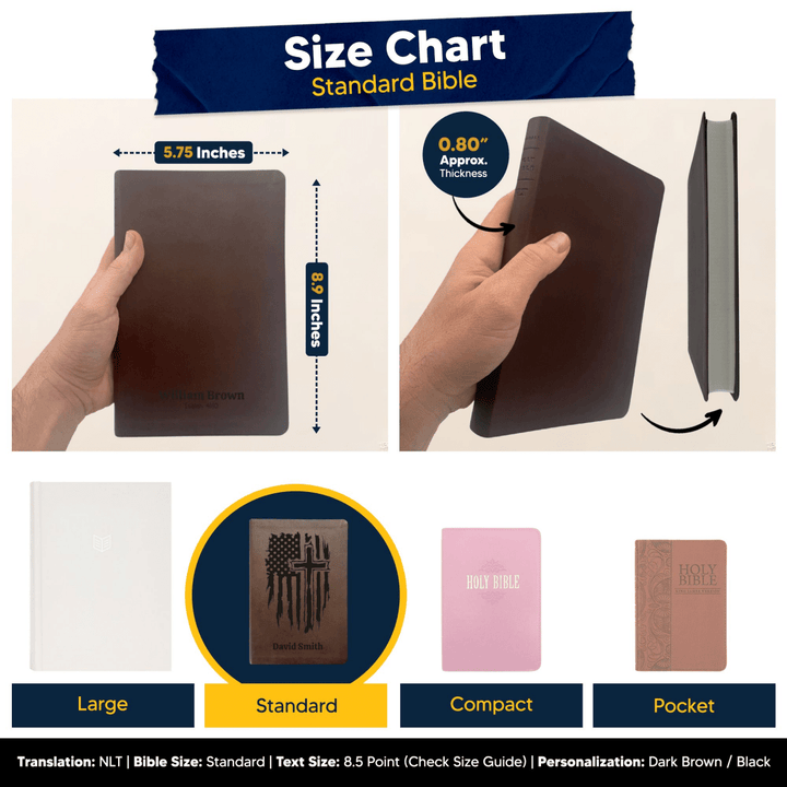 NLT Brown Standard Size Thinline Holy Bible Small Print | One Nation - Shepherds Shelf