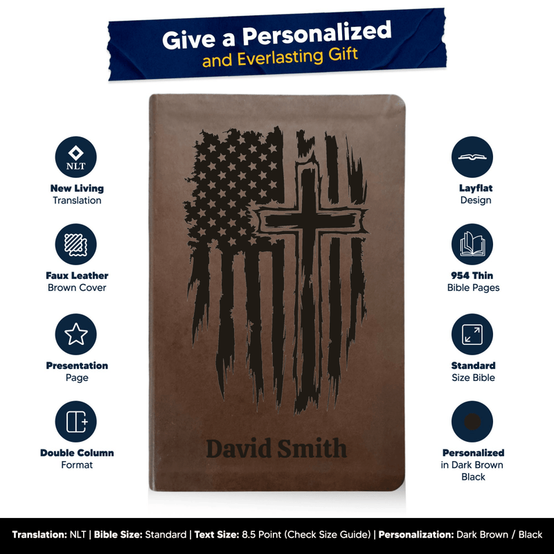 NLT Brown Standard Size Thinline Holy Bible Small Print | One Nation