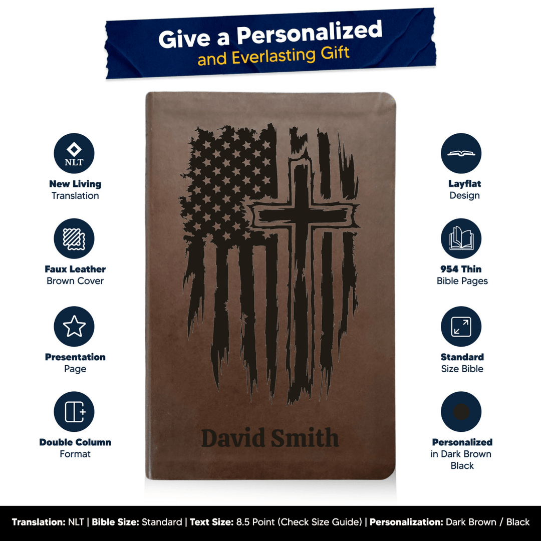 NLT Brown Standard Size Thinline Holy Bible Small Print | One Nation - Shepherds Shelf