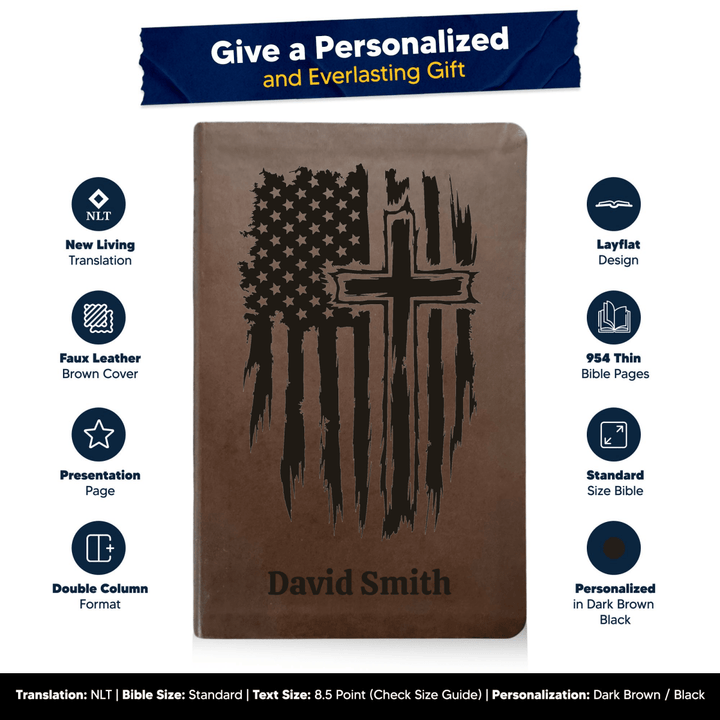 NLT Brown Standard Size Thinline Holy Bible Small Print | One Nation - Shepherds Shelf