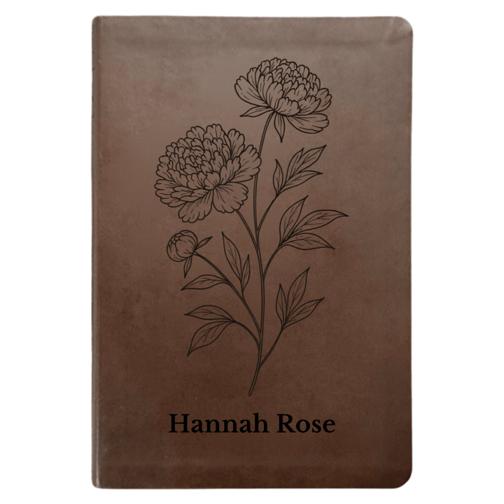 NLT Brown Standard Size Thinline Holy Bible Small Print | Peony White Flower - Shepherds Shelf