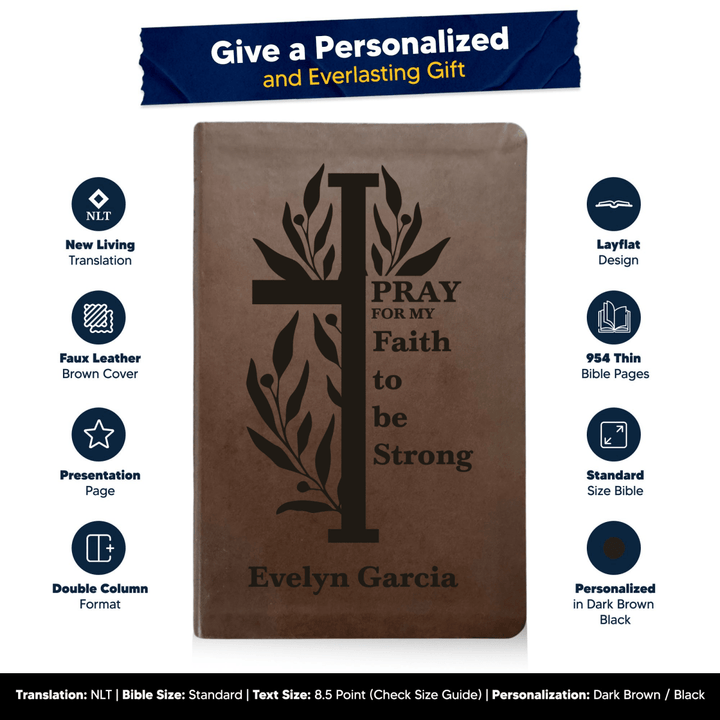 NLT Brown Standard Size Thinline Holy Bible Small Print | Reeds Cross - Shepherds Shelf