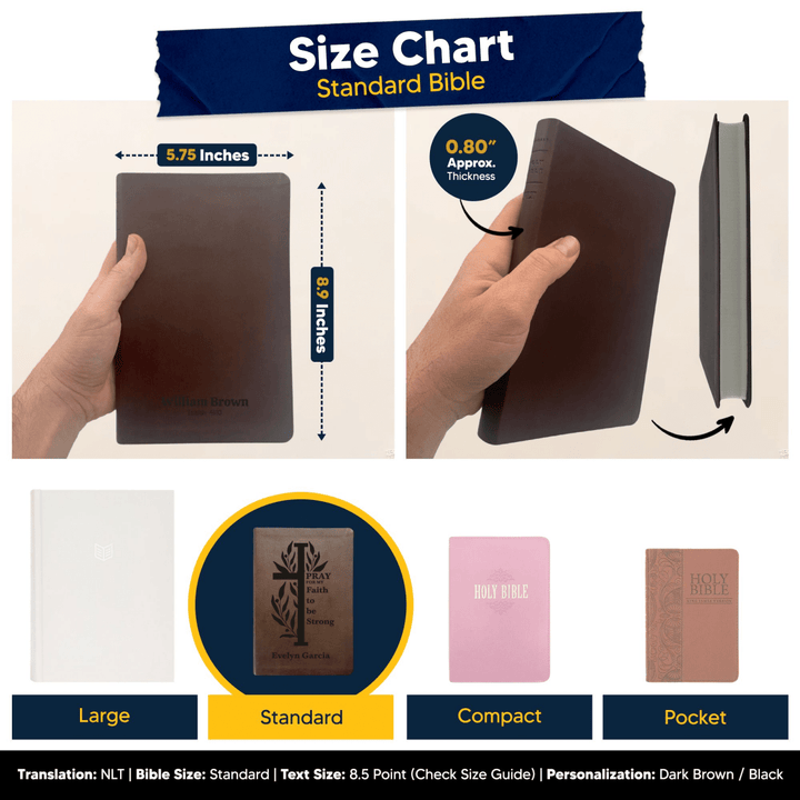 NLT Brown Standard Size Thinline Holy Bible Small Print | Reeds Cross - Shepherds Shelf