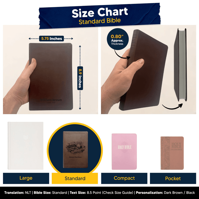 NLT Brown Standard Size Thinline Holy Bible Small Print | Saved by Grace