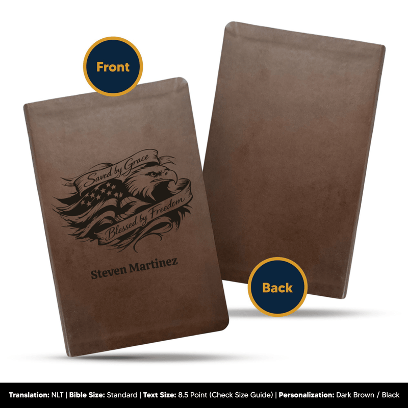 NLT Brown Standard Size Thinline Holy Bible Small Print | Saved by Grace