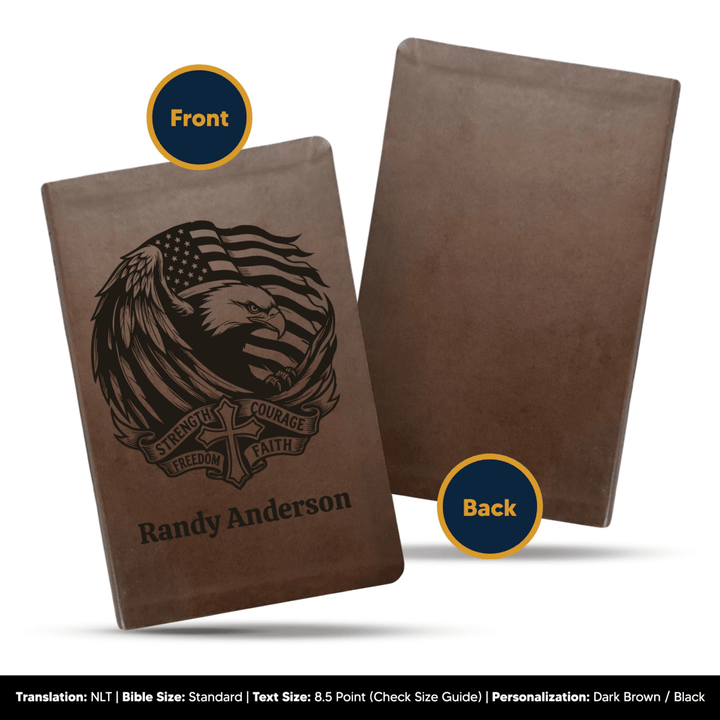 NLT Brown Standard Size Thinline Holy Bible Small Print | Strength & Courage - Shepherds Shelf