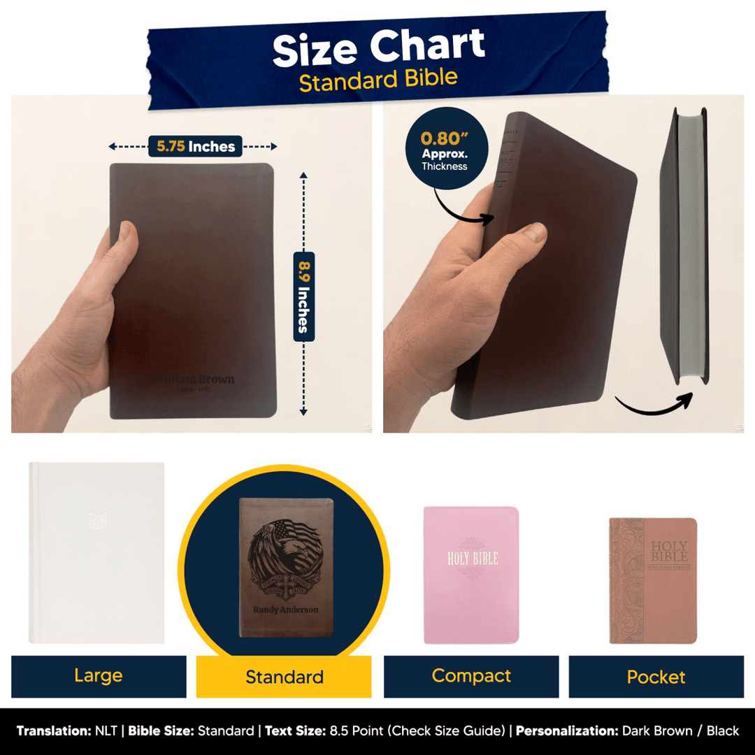 NLT Brown Standard Size Thinline Holy Bible Small Print | Strength & Courage - Shepherds Shelf