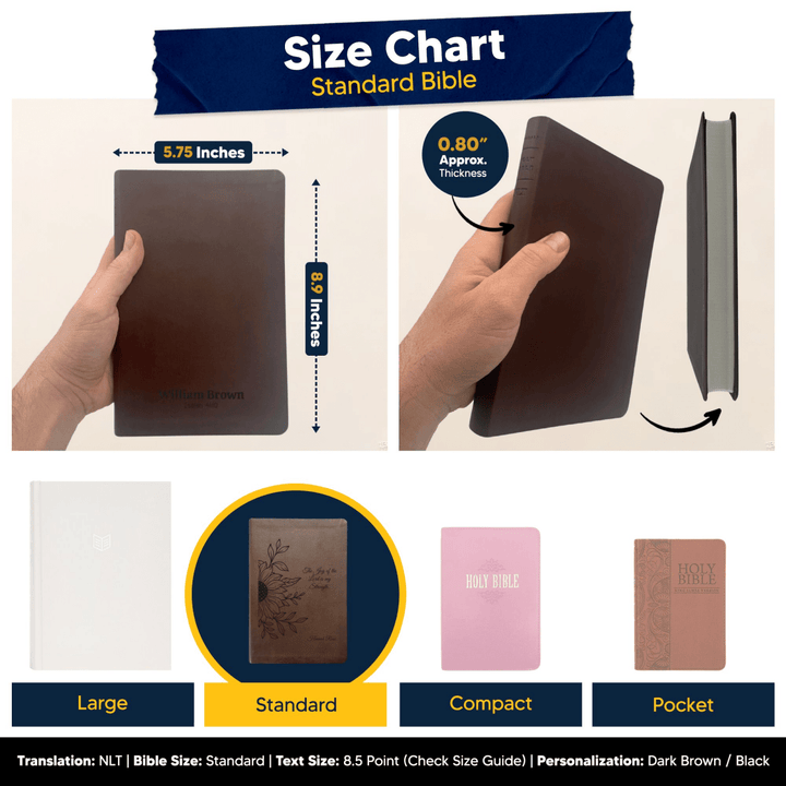 NLT Brown Standard Size Thinline Holy Bible Small Print | Sun Flower II - Shepherds Shelf