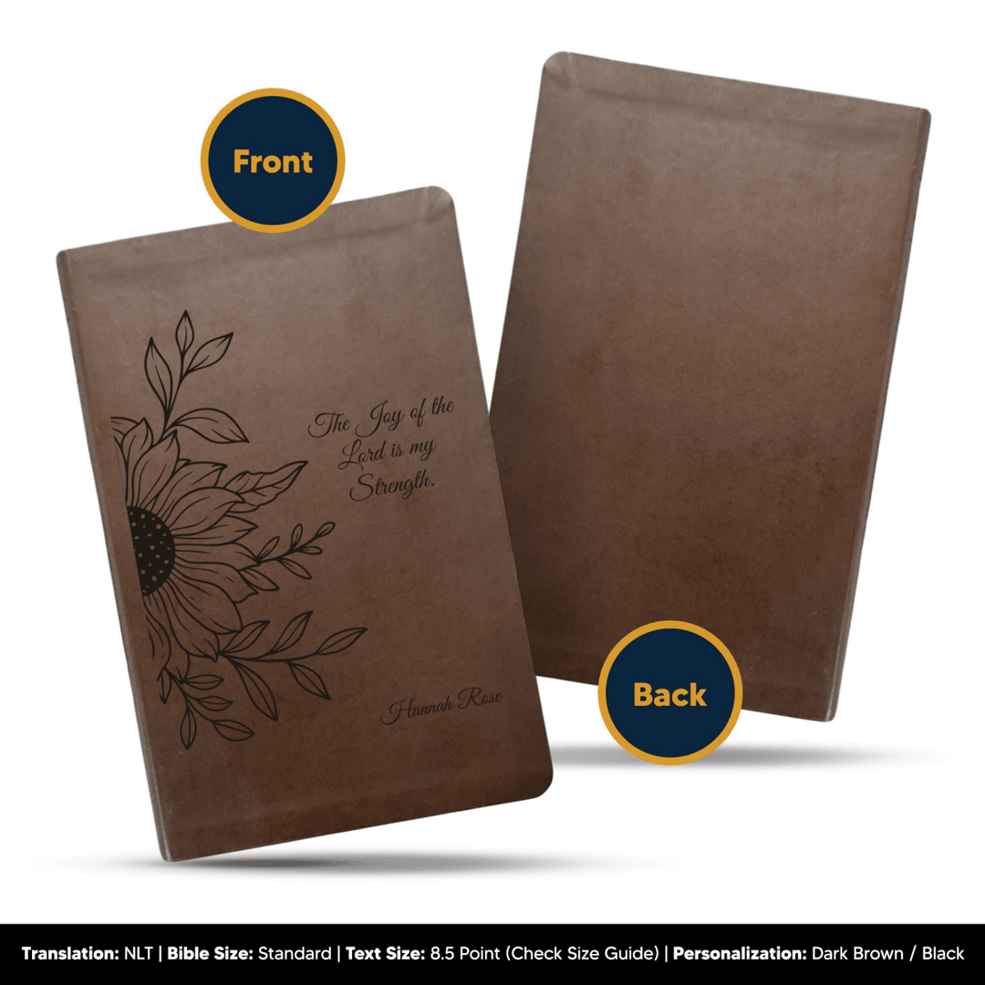 NLT Brown Standard Size Thinline Holy Bible Small Print | Sun Flower II - Shepherds Shelf