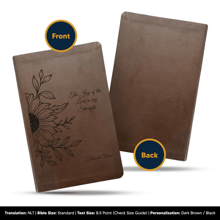 NLT Brown Standard Size Thinline Holy Bible Small Print | Sun Flower II - Shepherds Shelf