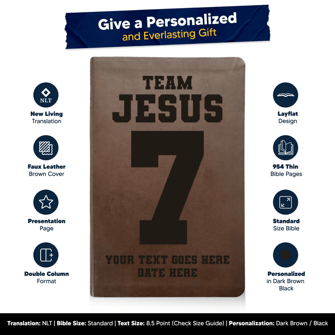 NLT Brown Standard Size Thinline Holy Bible Small Print | Team Jesus - Shepherds Shelf