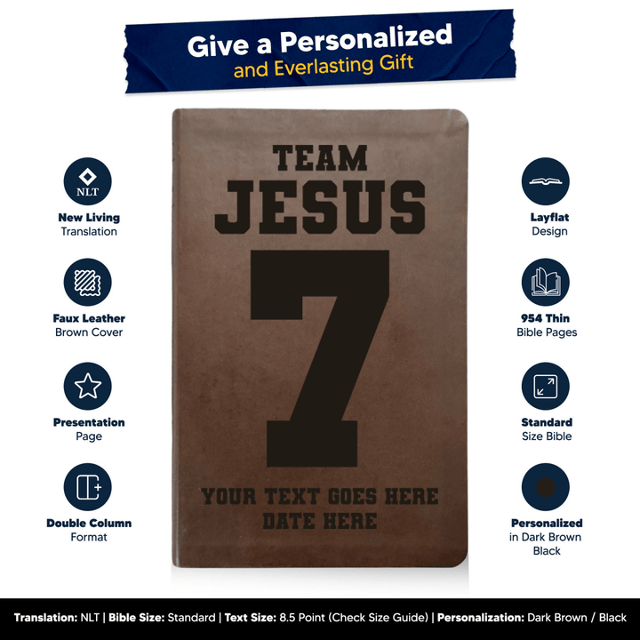 NLT Brown Standard Size Thinline Holy Bible Small Print | Team Jesus - Shepherds Shelf