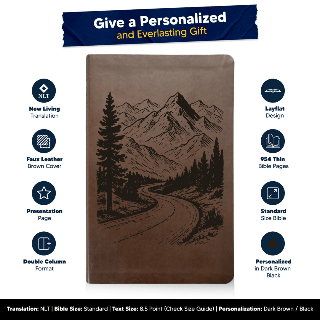 NLT Brown Standard Size Thinline Holy Bible Small Print | The Highway of Holiness - Shepherds Shelf
