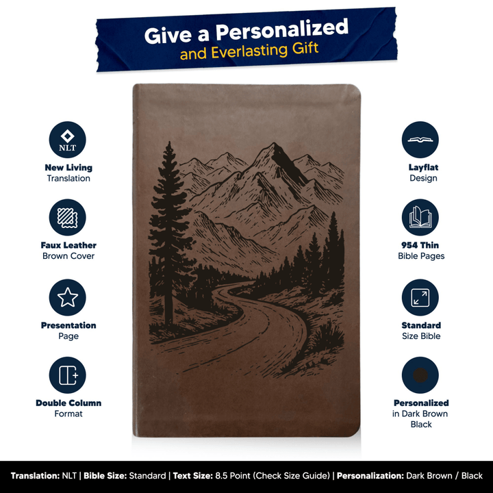 NLT Brown Standard Size Thinline Holy Bible Small Print | The Highway of Holiness - Shepherds Shelf