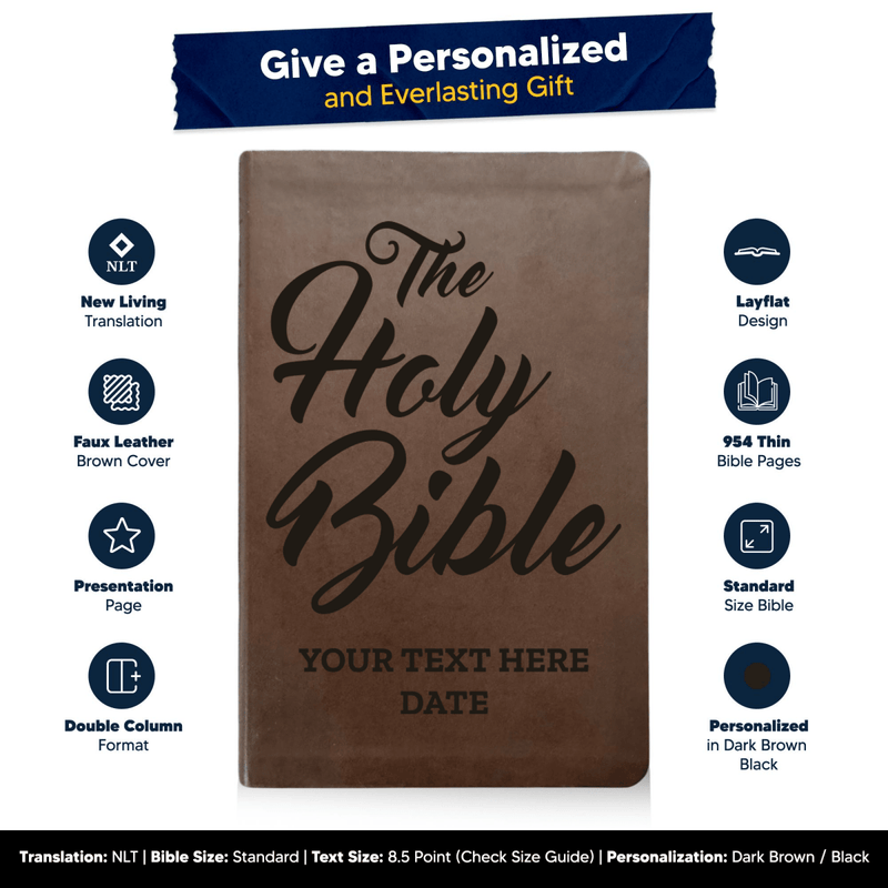 NLT Brown Standard Size Thinline Holy Bible Small Print | The Holy Bible