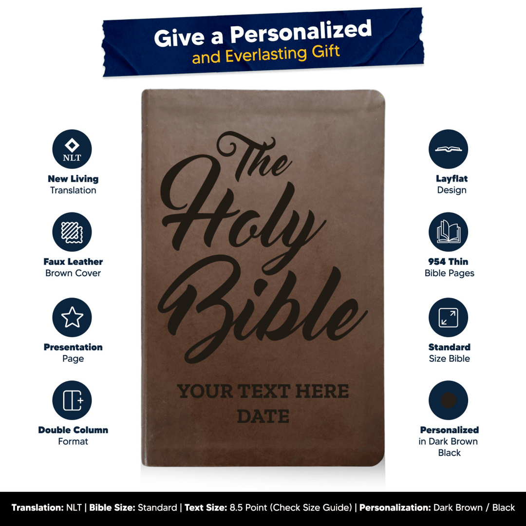 NLT Brown Standard Size Thinline Holy Bible Small Print | The Holy Bible - Shepherds Shelf