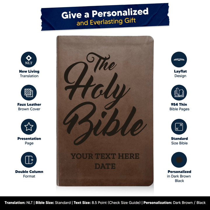 NLT Brown Standard Size Thinline Holy Bible Small Print | The Holy Bible - Shepherds Shelf