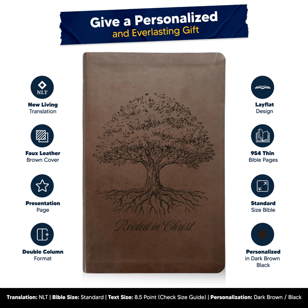 NLT Brown Standard Size Thinline Holy Bible Small Print | Tree of Life II - Shepherds Shelf