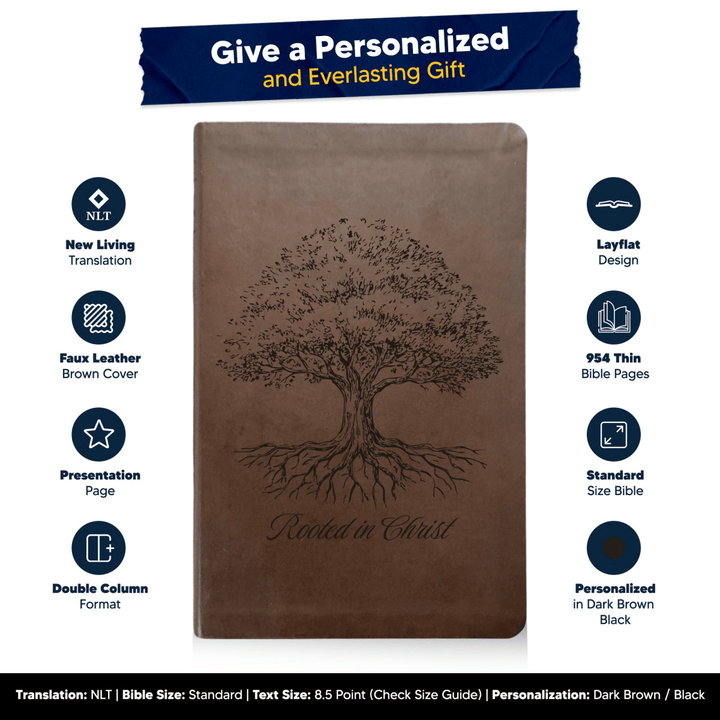NLT Brown Standard Size Thinline Holy Bible Small Print | Tree of Life II - Shepherds Shelf