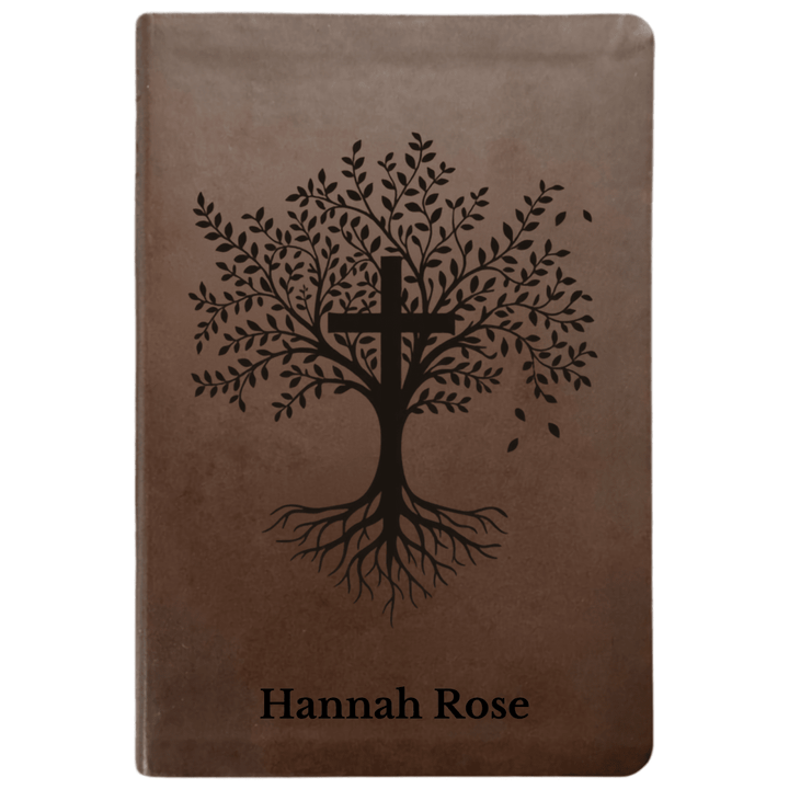 NLT Brown Standard Size Thinline Holy Bible Small Print | Trees with Cross - Shepherds Shelf