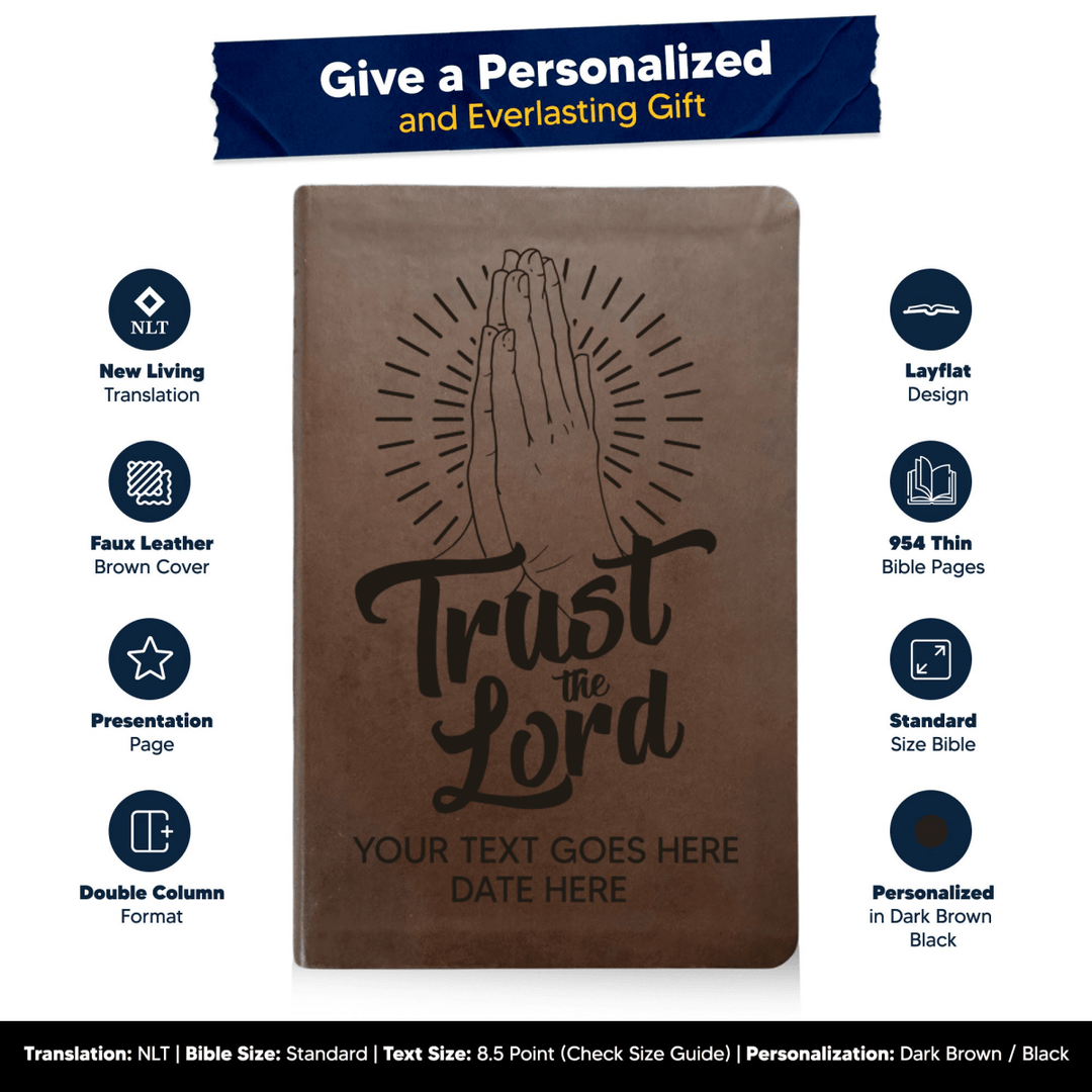 NLT Brown Standard Size Thinline Holy Bible Small Print | Trust the Lord - Shepherds Shelf