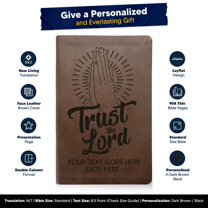 NLT Brown Standard Size Thinline Holy Bible Small Print | Trust the Lord - Shepherds Shelf