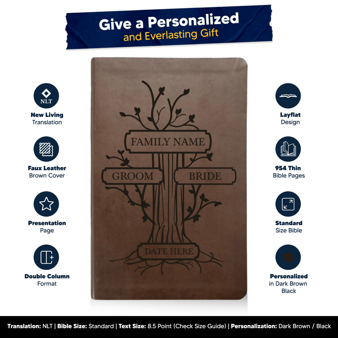 NLT Brown Standard Size Thinline Holy Bible Small Print | Wedding Collection - Shepherds Shelf
