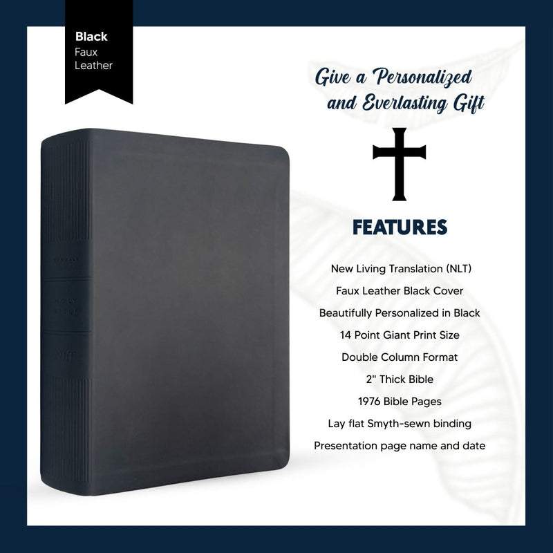 NLT Large Giant Print Faux Leather Holy Bible | Black | New Living Translation